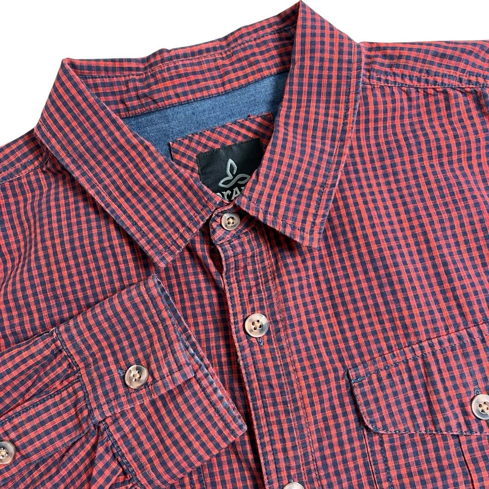Prana Mens‎ L Mulled Wine Plaid Chapland Long Sleeve Button Up Shirt #M23181368